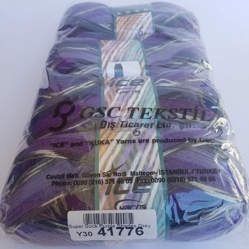 4-pack Ice Yarns Super Sock in Purple Shades Grey 4 skeins of yarn